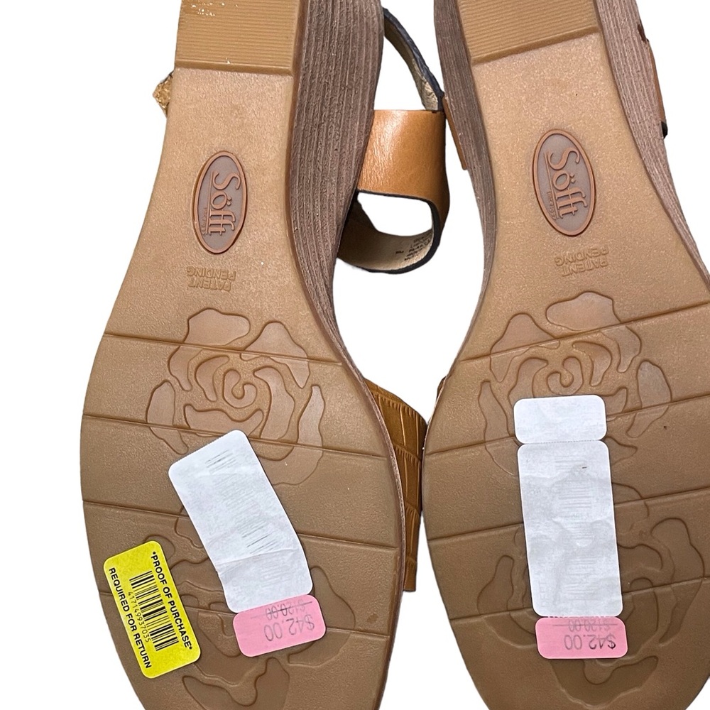 Söfft Women's Garin Luggage Croc Embossed Leather Wedges 8.5 - Picture 12 of 12